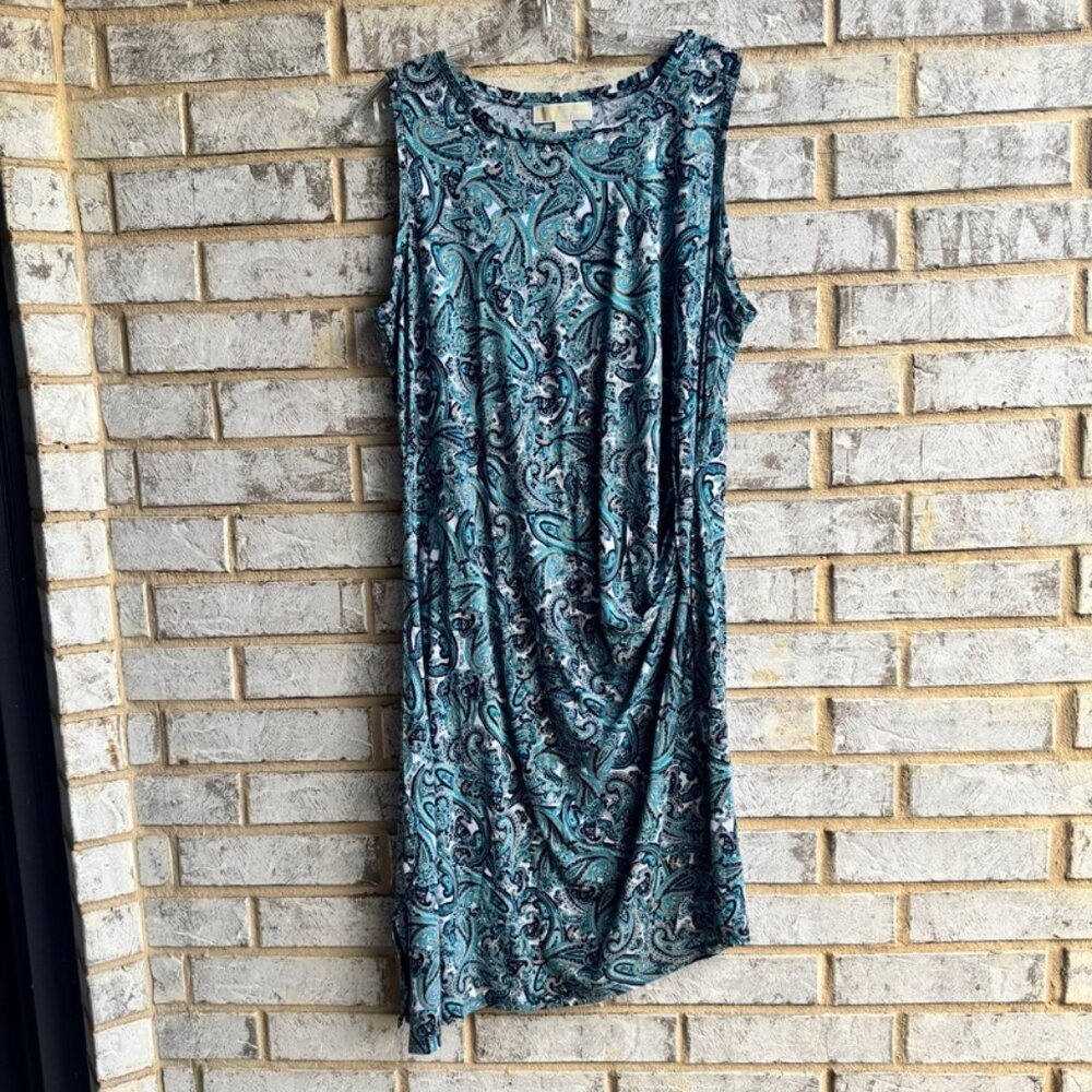 MICHAEL Michael Kors Sleeveless Paisley Print Side Ruched Dress Women's Size 1X